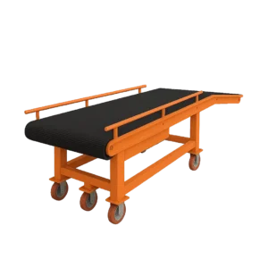 cinta transportadora elevadora para cruceros con inclinación ajustable color naranja