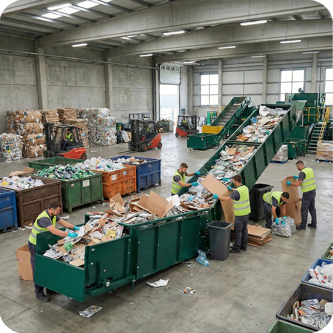 Transportadores industriales para reciclaje y gestión de residuos
